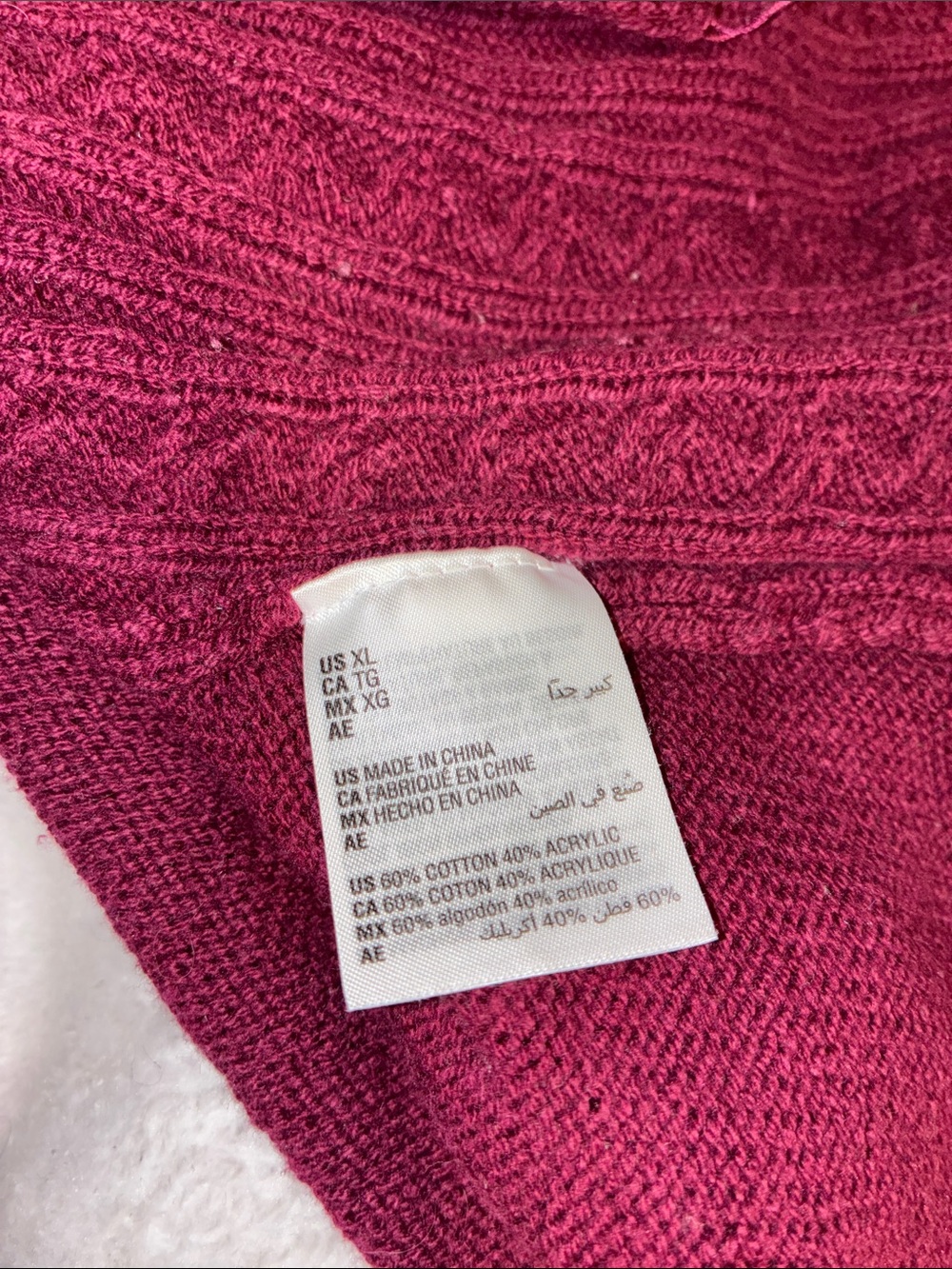 Karen Scott Burgundy Button-Front V-Neck Cardigan Sweater With Pockets XL - Picture 6 of 6
